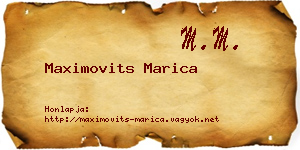 Maximovits Marica névjegykártya